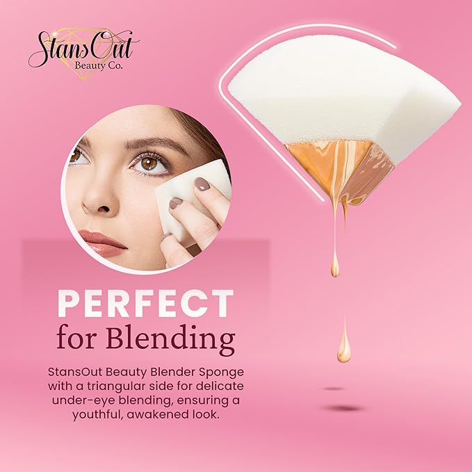StansOut Memory Foam Makeup Sponge – No-Water-Needed Blender for Liquid, Cream & Powder Foundation – Airbrush Finish, Flawless Application-Velvo Beauty