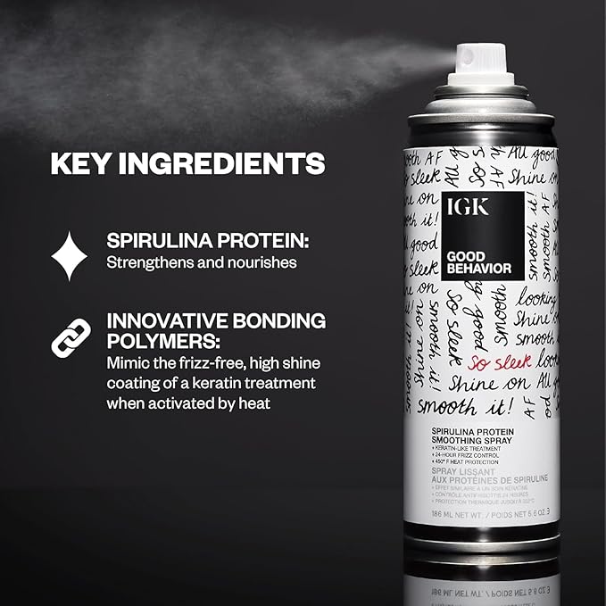 IGK GOOD BEHAVIOR Smoothing Frizz Fighters Set | 4-in-1 Prep Spray + Spirulina Protein Smoothing Spray | Frizz Control + Heat Protectant | Vegan + Cruelty Free-Velvo Beauty