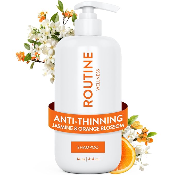 Routine Wellness Anti-Thinning Shampoo for Thinning Hair - Biotin DHT Blocker Women & Men - Color Safe Shampoo for Hair Loss & Healthy Hair - Jasmine & Orange Blossom - 14oz-Velvo Beauty