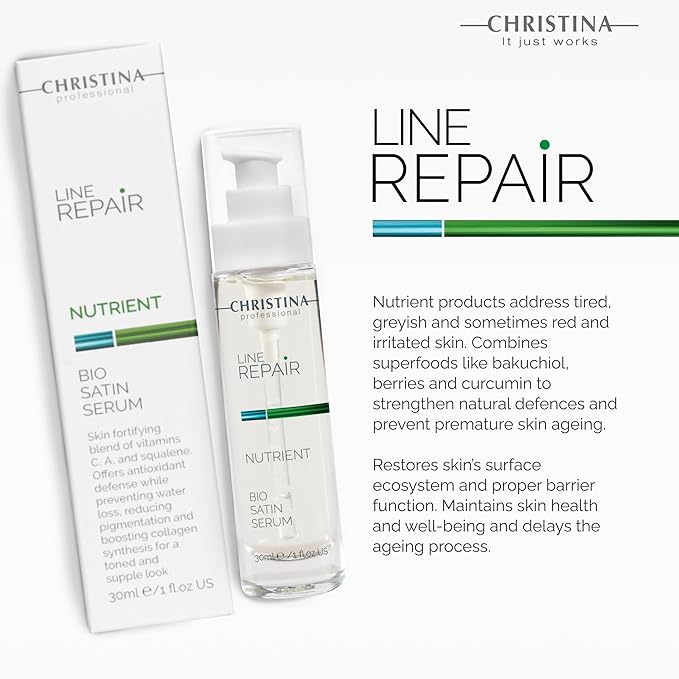 Christina Line Repair Bio Satin Vitamin C Serum for Face | Deeply Nourished Radiant Skin | Vitamin-Rich Protection | Retinol Revitalization Face Serum | For Sensitive, Normal, and Dry Skin 30ml-Velvo Beauty