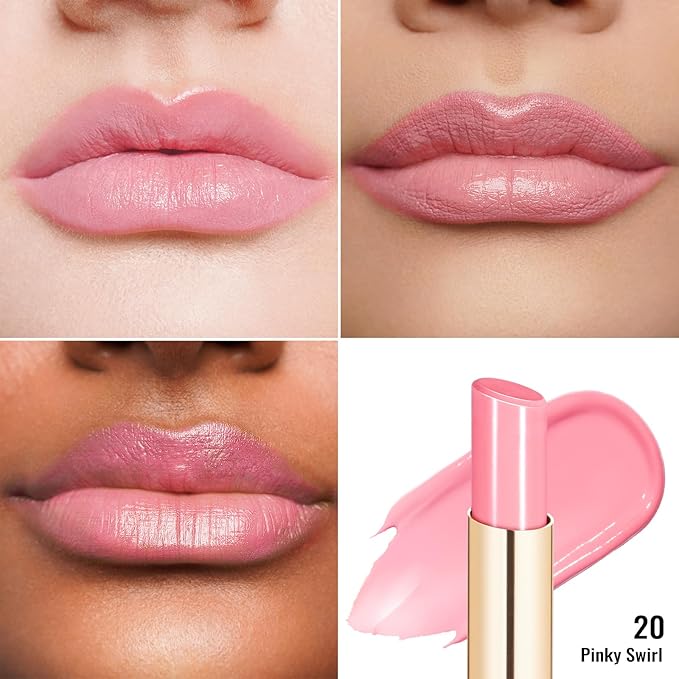 Oulac Pale Pink Lipstick Shine for Women, 2 in 1 Glossy Light Pink Tinted Lip Balm, Hydrating Lipstick for Dry Lips, Moisture Shine Sheer Juicy Finish Vegan 2.2g/0.07oz (20)-Velvo Beauty