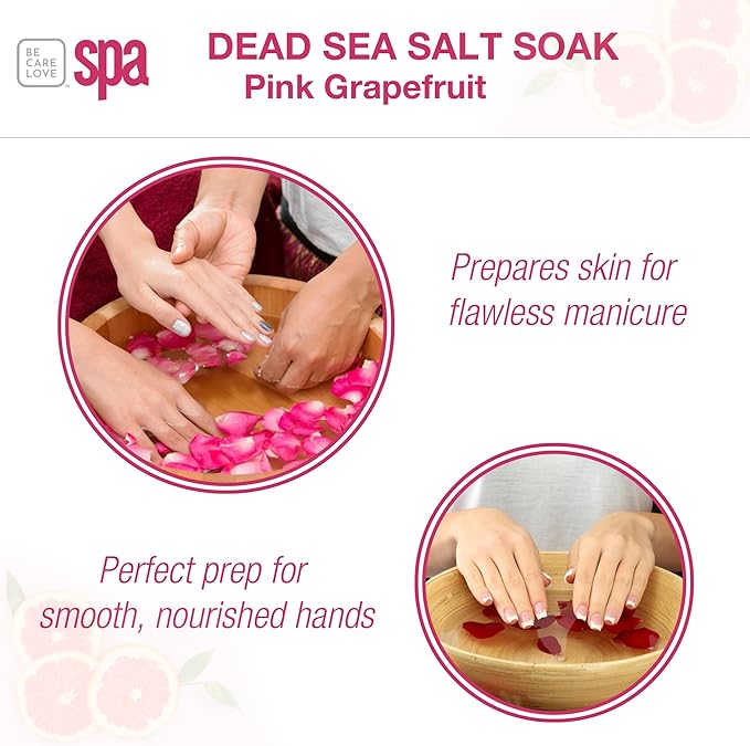 BCL SPA Dead Sea Salt Soak - bath salt with organic Pink Grapefruit, Shae Butter, Arnica, Aloe Vera juice, Chamomile, Argan oil & Jojoba oil skin exfoliator - Home/Professional use 16 fl oz-Velvo Beauty