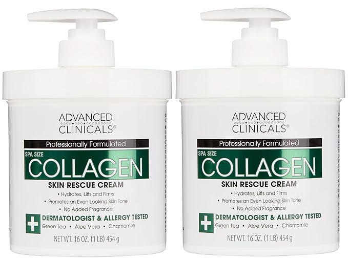 Advanced Clinicals Collagen Cream Body Lotion & Face Moisturizer W/Vitamin E | Skincare Moisturizing Collagen Lotion For Women, Men, Hand, & Neck Improves Look Of Crepey Skin & Uneven Dry Skin, 2pc-Velvo Beauty