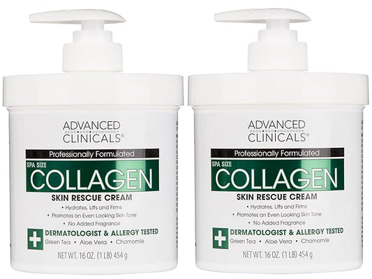 Advanced Clinicals Collagen Cream Body Lotion & Face Moisturizer W/Vitamin E | Skincare Moisturizing Collagen Lotion For Women, Men, Hand, & Neck Improves Look Of Crepey Skin & Uneven Dry Skin, 2pc-Velvo Beauty