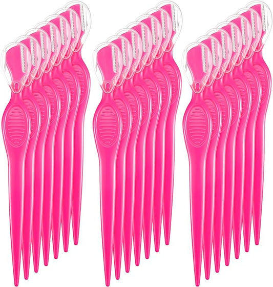 Mudder 21 Pcs Eyebrow Razor Eyebrow Shaver Facial Razor Multipurpose Face Trimmers with Precision Cover for Women Makeup Care Tools(Rose Red)-Velvo Beauty
