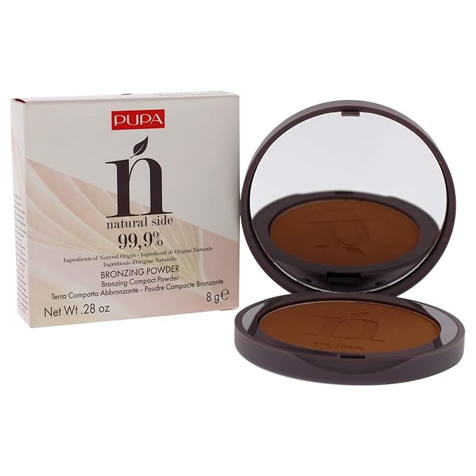 PUPA Milano Natural Side Bronzing Powder 003 Intense Bronze - Add Warmth and Glow to Skin - Easy Blending Bronzer Contour Makeup Powder to Brighten Complexion - 99.9% Natural Formula - 0.28 oz-Velvo Beauty