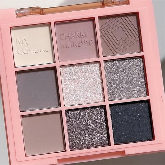 Eyeshadow Palette Makeup- 9 Colors bLACK GRAY Dark Brown Colorful Eyeshadow Palette Matte Shimmer Korean SMOKING Eye Shadow palettes Highly Pigmented Long Lasting For Girl(18#)-Velvo Beauty