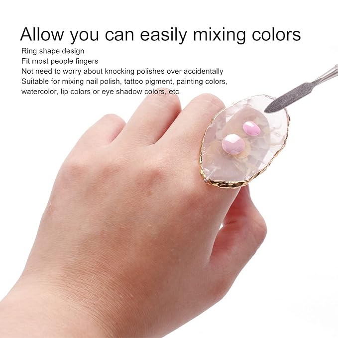 Nail Art Palette, 6pcs Wearable Soft Resin Nail Art Palette Ring, Resin Nail Art Palette Compatiable for Make-Up Beginners and Make-Up Schools-Velvo Beauty