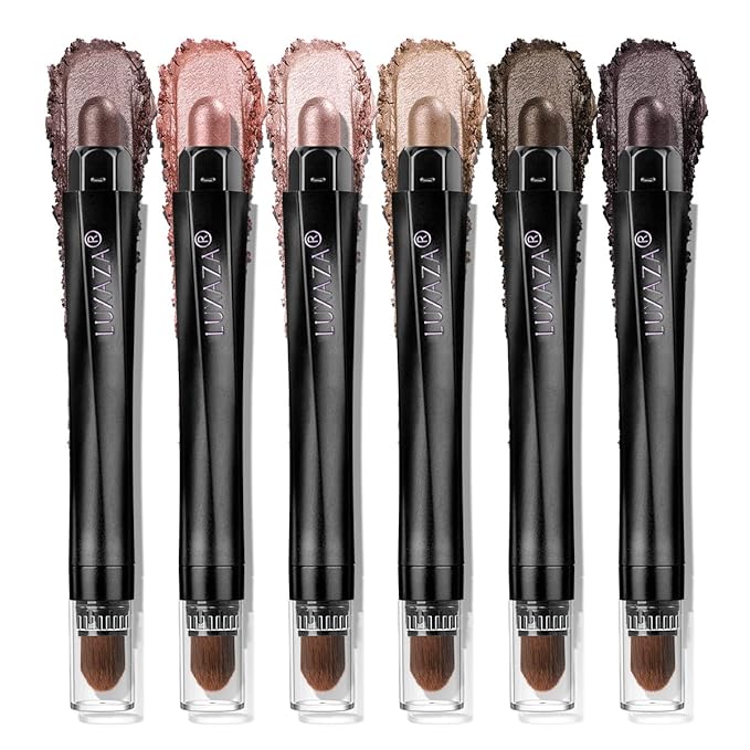 Pink Eyeshadow Stick Makeup 6PCS Set, Light Metallic Shimmer Cream Eye Shadow Eyeliner Brightener Pencil Crayon - PINK OCEAN-Velvo Beauty