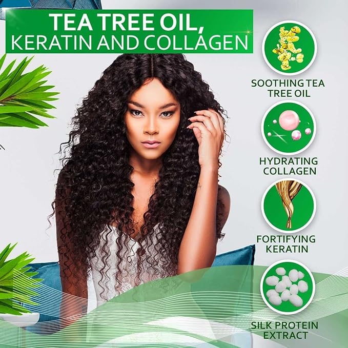 Tea Tree Oil Shampoo - Sulfate and Paraben Free with Collagen Keratin - Ideal for Women and Men with Oily Hair and Scalp Buildup - Anti Dandruff Treatment for Itchy, Dry Scalps – Salon Grade Products-Velvo Beauty