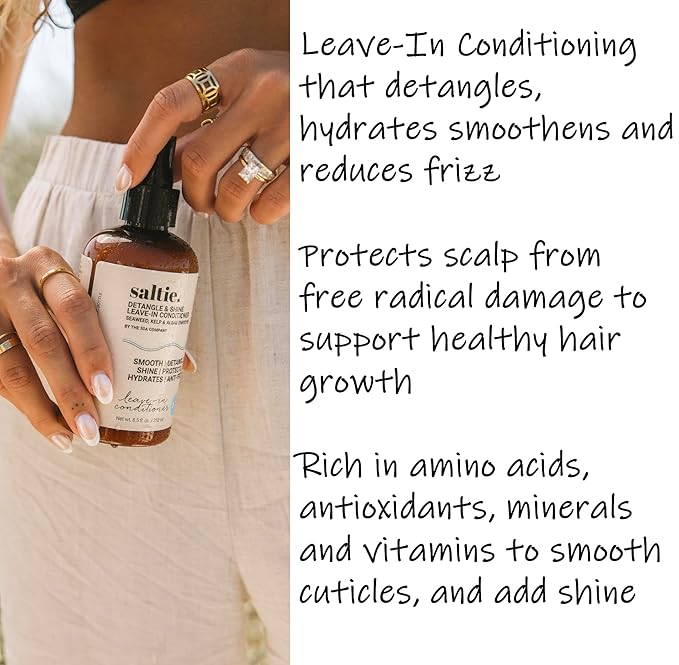 Leave-In Conditioner, 8.5 fl. Oz/250ml - Seaweed, Kelp & Algae Enriched Detangle & Shine Hair Treatment -Ideal For Frizzy and All Hair Type , Protects Scalp-Velvo Beauty