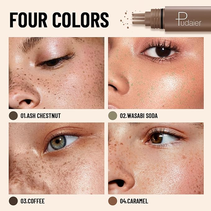 Freckle Stamp Pen, Fake Freckles Stain Marker,5-Dot Faux Liquid Freckle Stamp Cushion for Natural and Lifelike Sunkissed Makeup,Quick Dry Long-Lasting Face Freckle Pencil Tool,03#Coffee-Velvo Beauty