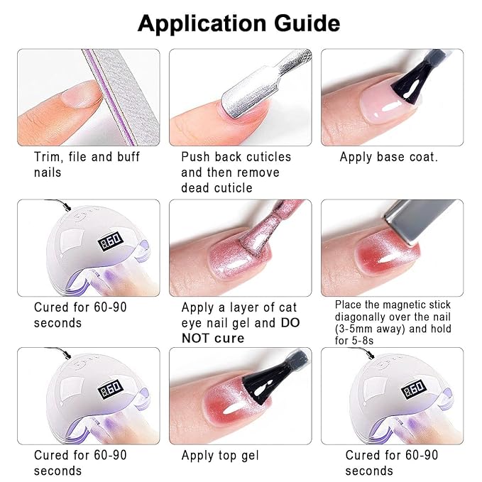 RARJSM Cat Eye Gel Nail Polish Set Silver Glitter Nude Purple Pink Red Champagne Gold Brown 6 Colors 9D Galaxy Velvet Ice Jelly Gel Polish with Magnet Stick UV LED Curing Requires Soak Off Home Salon-Velvo Beauty