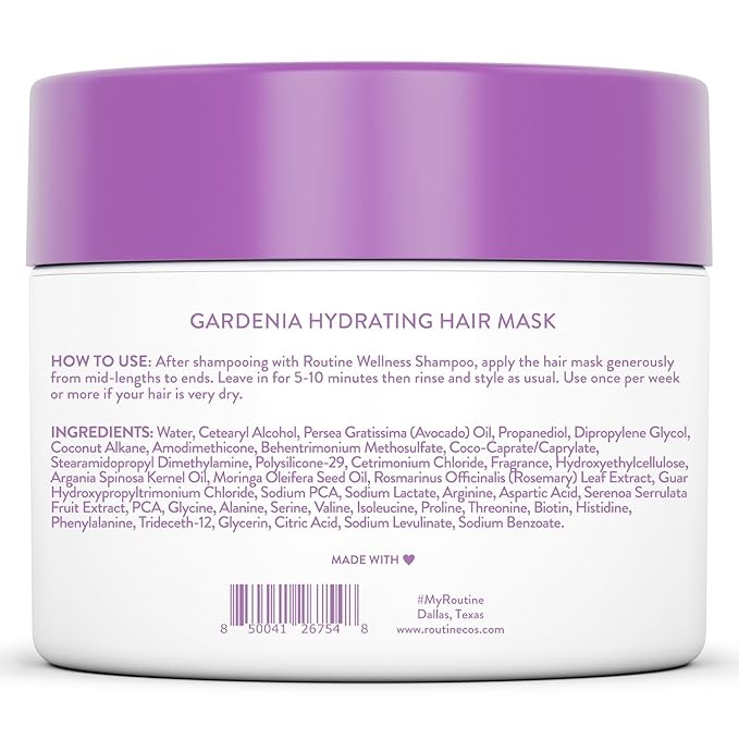 Routine Wellness Deep Conditioning Hair Mask for Dry Damaged Hair - Hydrating, Moisturizing Repair Treatment - Promotes Fullness - Gardenia 8oz-Velvo Beauty