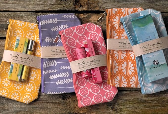 Cosmetic Bag Travel Essentials Canvas Makeup Pouch Toiletry Bags, 4.75" x 8.5", Jasmine Plum-Velvo Beauty