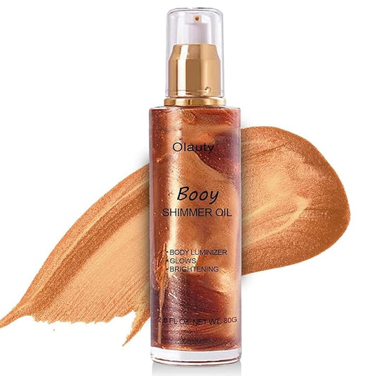 Shimmer Body Oil,Face and Body Liquid Luminizer,Waterproof Moisturizing Light Shimmer Glow Illuminator,Smooth Body Shimmer,Liquid Highlighter Makeup (Bronze Gold)-Velvo Beauty