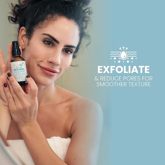 Eva Naturals Retinol + Squalane Serum – Anti Aging Face Serum for Wrinkles, Collagen Boost, Eye & Night Use – Retinoid Skin Care for Acne, Pores, Dark Spots & Sensitive Skin-Velvo Beauty