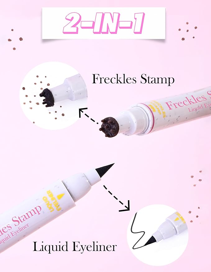 Erinde Waterproof Freckle Stamp Pen, Dual Ended Fake Freckle & Black Liquid Eyeliner, Long Lasting Quick Dry Faux Freckles Stamp Freck Pen for Natural Sunkissed Makeup, 04 Espresso-Velvo Beauty