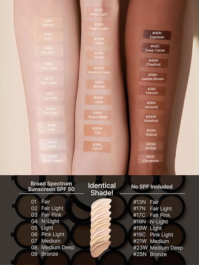 JUNG SAEM MOOL Essential Skin Nuder Cushion 19W Light 0.49 Fl Oz, No Refill, Natural Radiant Finish Cushion Foundation with Buildable Coverage, Lightweight Texture, Korean Foundation Makeup-Velvo Beauty