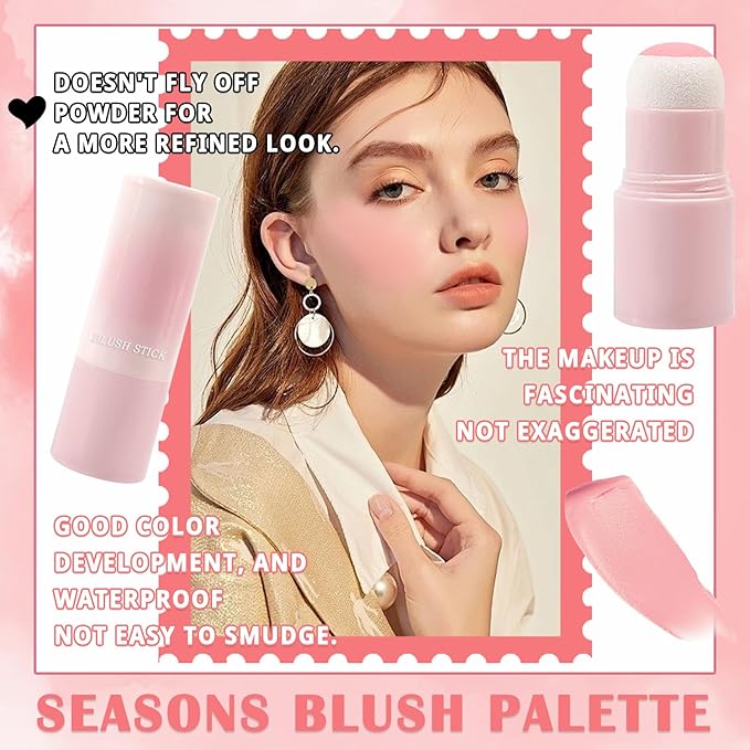 Matte Contour Blush Stick for Cheeks and Face - Buildable Shimmer Facial Blusher Shades - Blendable Cosmetic Makeup 02-Velvo Beauty