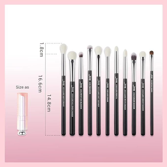 Jessup Eye Makeup Brushes Set Professional 15pcs with Eyeshadow Blending Concealer Eyebrow Eyliner Brush (Pearl Black/Silver)-Velvo Beauty
