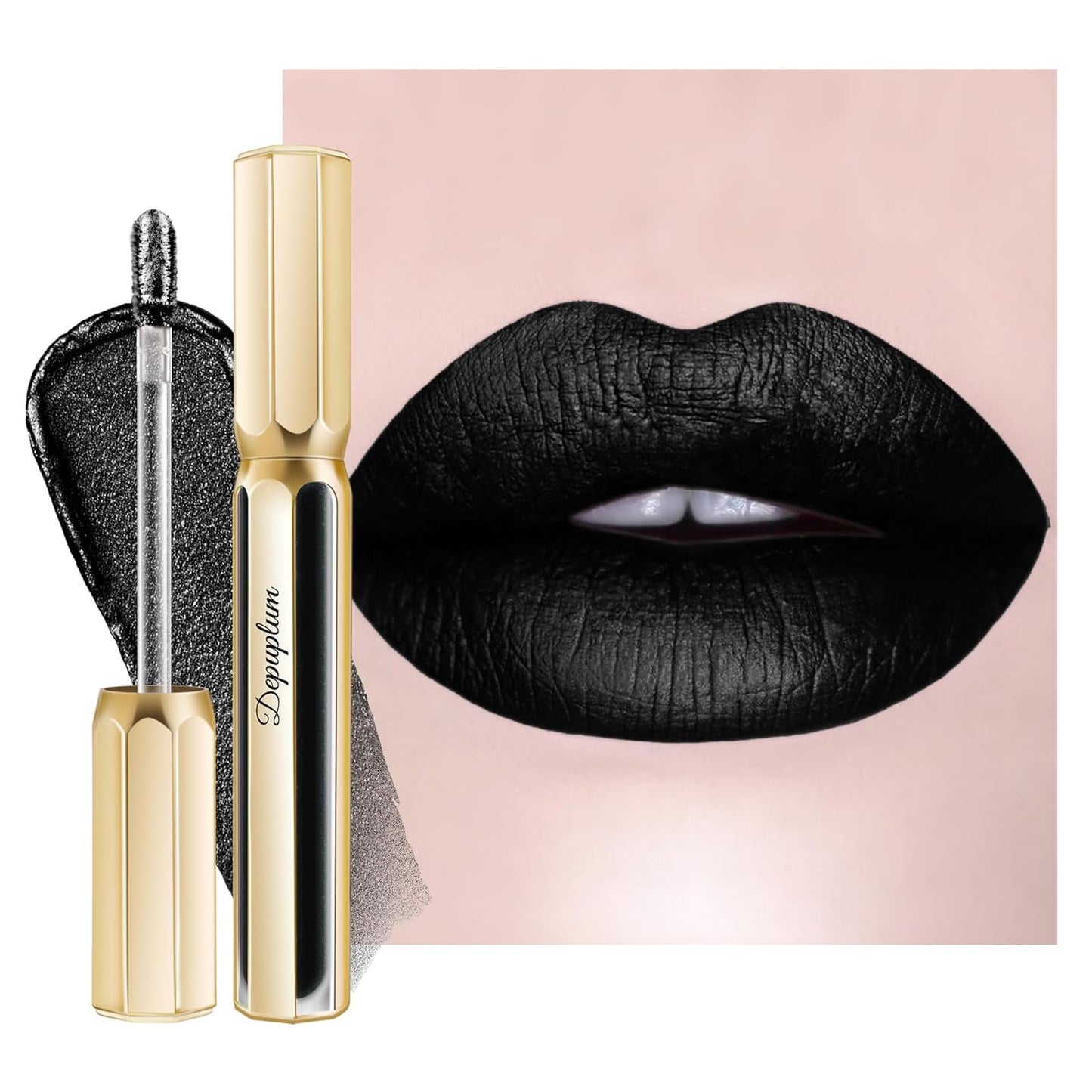 Black Lipsticks for Women Metallic Lipstick Long Lasting Non Stick Cup Lip Gloss, Shimmer Lightweight Hydrating Full Coverage Lip Color, DP120 Boardwalk-Velvo Beauty