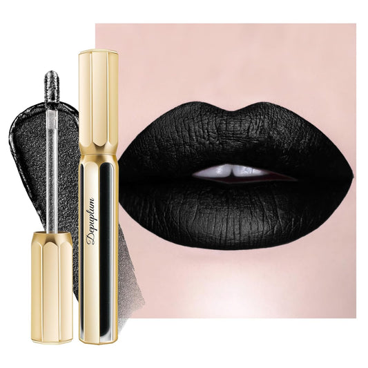 Black Lipsticks for Women Metallic Lipstick Long Lasting Non Stick Cup Lip Gloss, Shimmer Lightweight Hydrating Full Coverage Lip Color, DP120 Boardwalk-Velvo Beauty