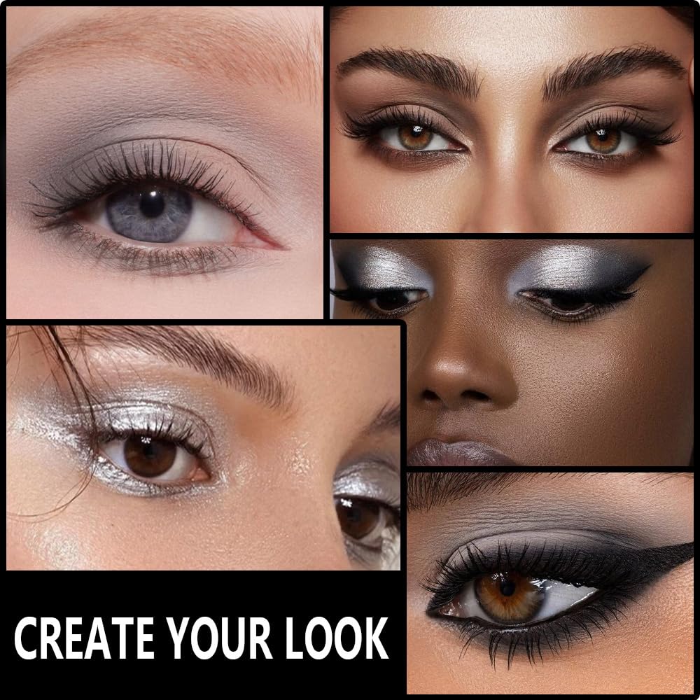 Smokey Black Eye Shadow Makeup Palette,15 Colors Gray Silver Dark Shimmer Matte Makeup Pallet,Long Lasting Waterproof Blendable for Daily and Halloween,Vegan,Cruelty -free-Velvo Beauty