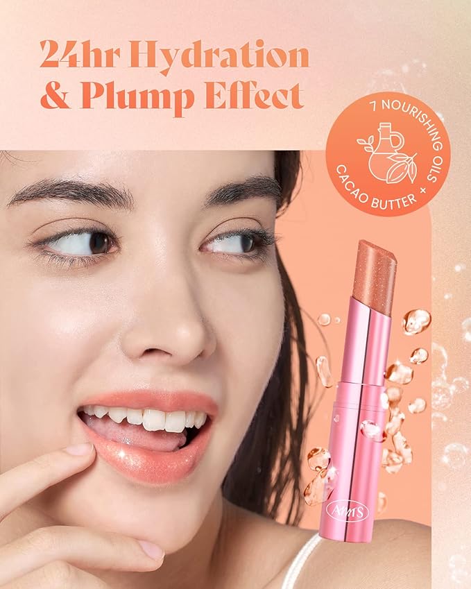 AMTS Tinted Lip Balm - Slip | Hydrating Glitter Lipstick | Pearl Shimmering Daily Lip Makeup for dry, cracked, chapped lips | korean beauty Moisture Lip Tint-Velvo Beauty