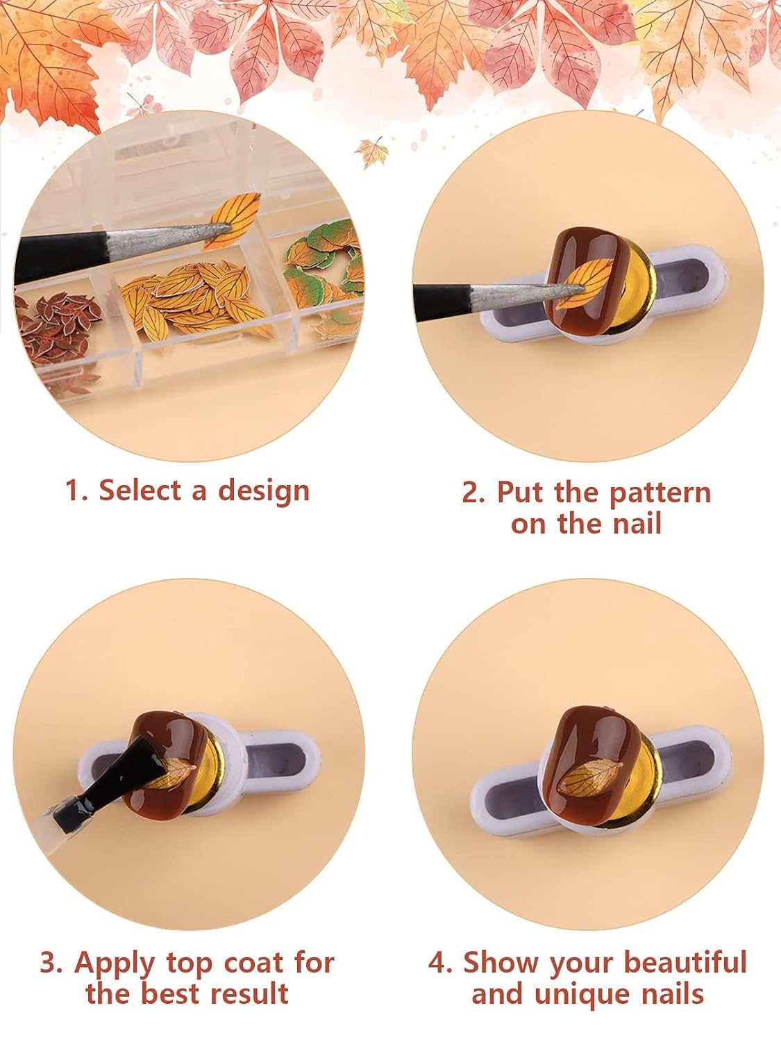 Kalolary 2 Boxes Maple Leaves Nail Art Sequins, 3D Fall Leaves Stickers for Acrylic Nails, Maple Leaves Wood Pulp Glitter Flakes for Autumn Nail Art Decorations-Velvo Beauty