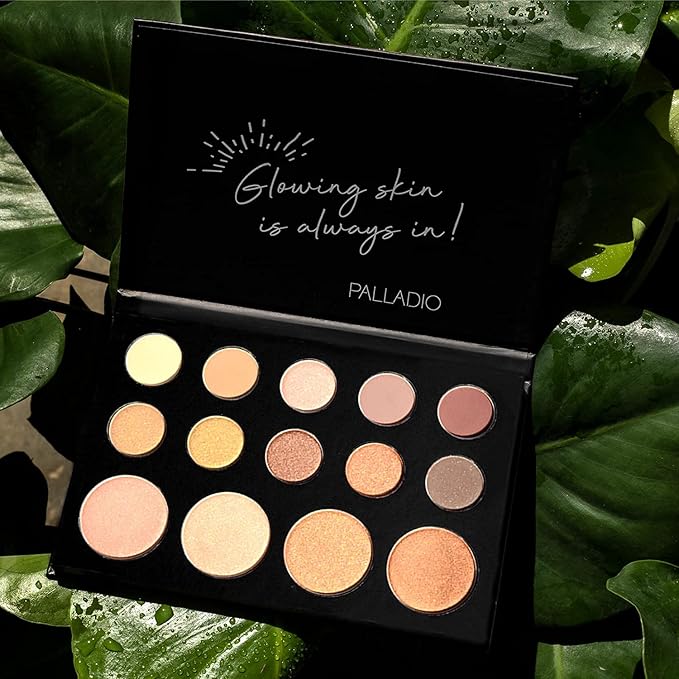 Palladio Sun-Kissed Mirage Eyeshadow Highlighter Palette, Warm Flawless Look, Matte and Shimmer Finishes, 14 Curated to Ensure Rich and Highly Pigmented Colors, All Day Wear (SUN-KISSED)-Velvo Beauty