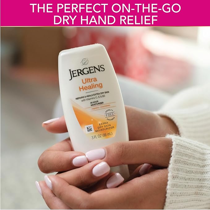 Jergens Ultra Healing Moisturizer for Dry Skin, Hand and Body Lotion, with Hydralucence Blend, Vitamins C, E and B5, 3 Oz, Pack of 8-Velvo Beauty
