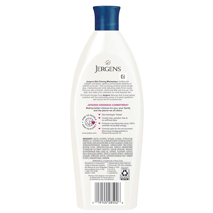 Jergens Skin Firming Body Lotion for Dry to Extra Dry Skin, Skin Tightening Cream with Collagen and Elastin, Hydralucence Blend Formula, 16.8 oz-Velvo Beauty