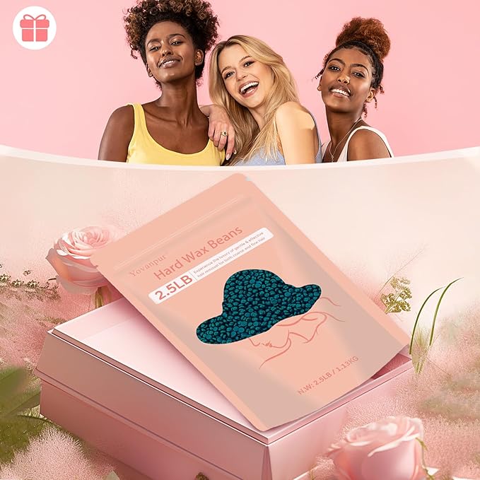 2.5lb Hard Wax Beads For Hair Removal, Yovanpur Waxing Beans for Sensitive Skin, Face, Eyebrows, Bikini, Brazilian, Legs and Full Body Bulk-Velvo Beauty