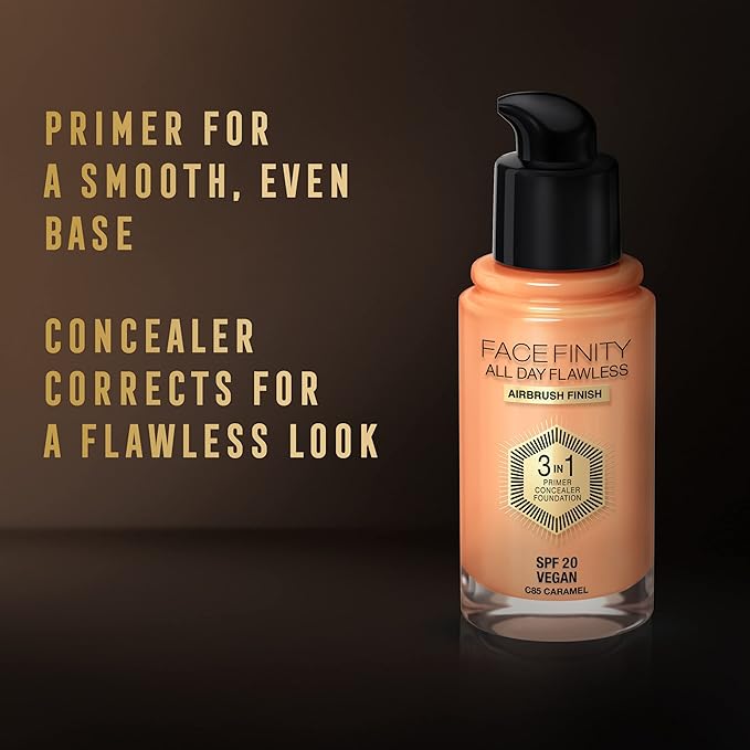 Max Factor Facefinity All Day Flawless 3 In 1 Foundation SPF 20, No. 85 Caramel (81377984)-Velvo Beauty
