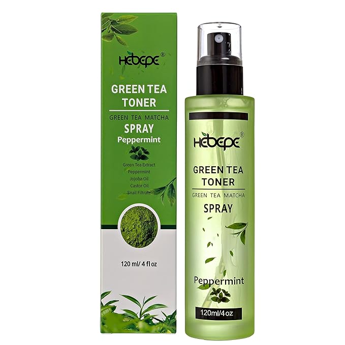 Green Tea Matcha Facial Toner Mist with Peppermint, Refreshing, Moisturizing, and Soothing Face Toner, with Jojoba Oil, Castor Oil, Snail Filtrate,120ml-Velvo Beauty
