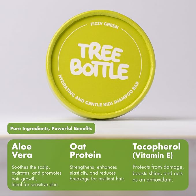 Tree Bottle Hydrolyzed Oat Protein + Aloe Vera Shampoo Bar for Kids – Gentle & Nourishing for Sensitive Scalps - Natural, Tear-Free, Sulfate & Paraben-Free - Made in USA - 4.5oz-Velvo Beauty