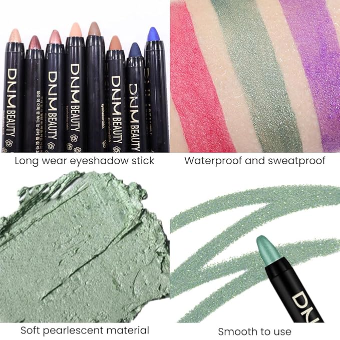 evpct Green Shimmer Cream Eye Shadow Brightener Sticks Set for Eyes, Green Shimmery Matte Pencil Eye shadow Applicator Stick Pen Palette Makeup Waterproof sombras en crema para ojos 34#-Velvo Beauty