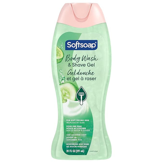 Softsoap Moisturizing Body Wash and Shave Gel, Cool Cucumber Scent, 20 fl oz Bottle-Velvo Beauty
