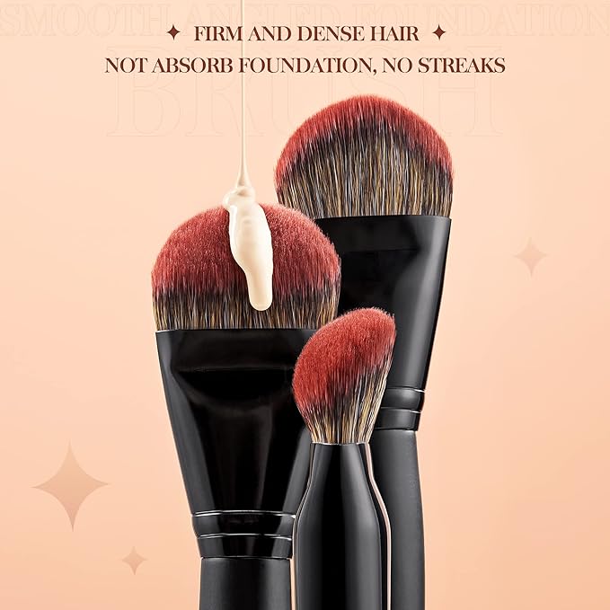 Jessup Foundation Brush for Liquid, Smooth Angled, Large Face Makeup Brush for Blending Liquid, Cream MUL02-Velvo Beauty