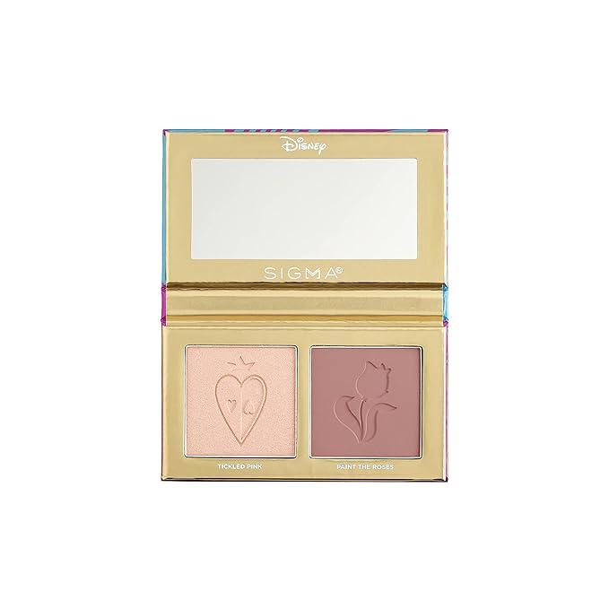 Sigma Beauty and Disney Makeup Palette- Alice in Wonderland Highlighter and Blush Palette - Long lasting blush and Highlighter Pressed Powder - Gluten Free, Cruelty Free, Vegan Makeup Palette-Velvo Beauty