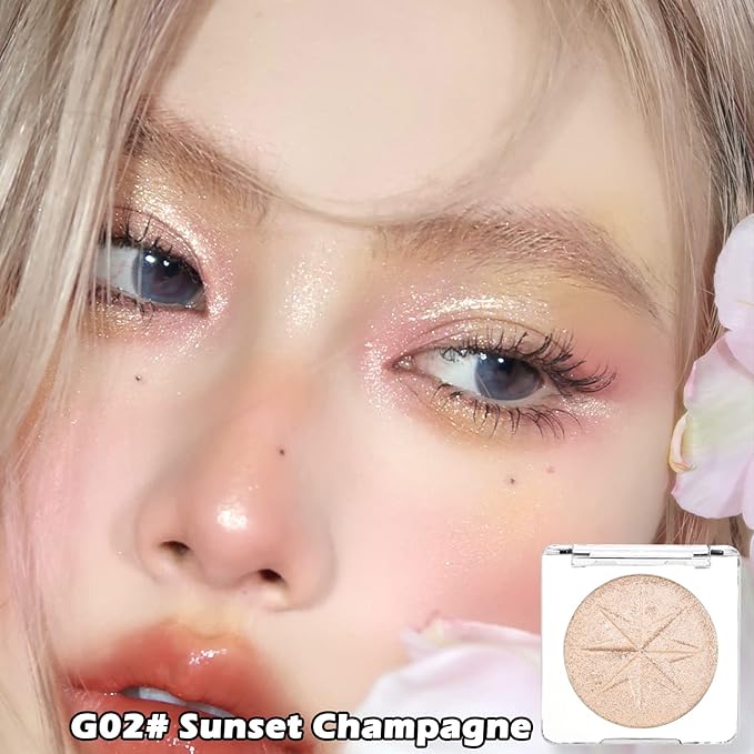 Erinde Pearl Shimmer Glitter Highlighter Highlight Makeup Contour Powder, Silver Highlighter Face Illuminator Highlighter, Highlighter Makeup iluminadores Illuminator for Face Body Cheek-Velvo Beauty