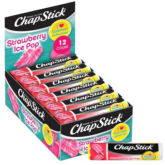 ChapStick Lip Moisturizer, Strawberry Ice Pop, 12-Pack – Limited Edition Bulk Lip Balm, Sweet & Refreshing, 0.15 Oz Ea-Velvo Beauty