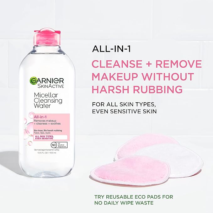 Garnier Back to School Bundle|Micellar Water (400mL) + Fructis Sleek & Shine Shampoo (22 Fl Oz), Conditioner (21 Fl Oz) (3 Items), 1 Kit (Packaging May Vary)-Velvo Beauty