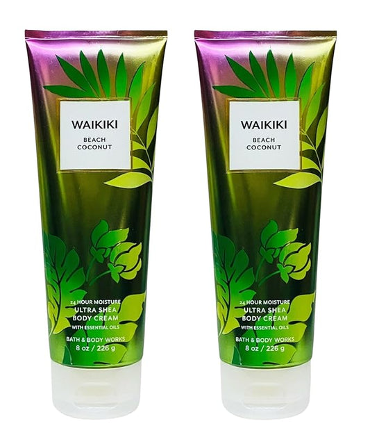 Bath & Body Works Waikiki Beach Coconut Ultra Shea Body Cream - Lot of 2 8oz-Velvo Beauty