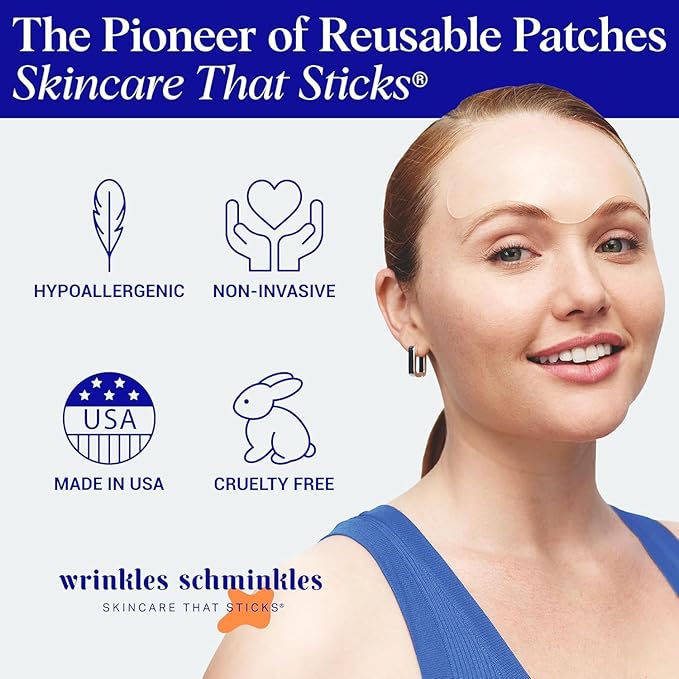 Wrinkles Schminkles Forehead Wrinkle Patches, 4-Pack, Reusable Hypoallergenic Silicone Smoothing Pads for Reducing Frown Lines & Face Lift Overnight-Velvo Beauty