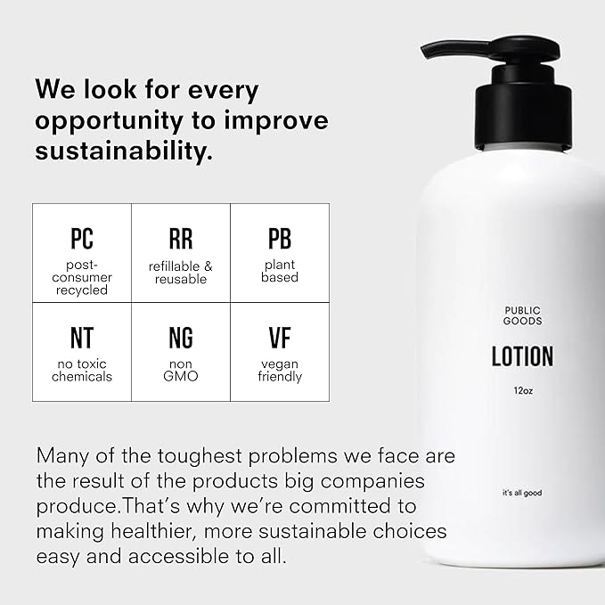 Public Goods Body & Hand Lotion for Women & Men | Natural Moisturizing Daily Lotion for Dry & Itchy Skin | Paraben & Sulfate Free | Made with Organic Essential Oils | Made in Canada | 12 Fl Oz Bottle-Velvo Beauty
