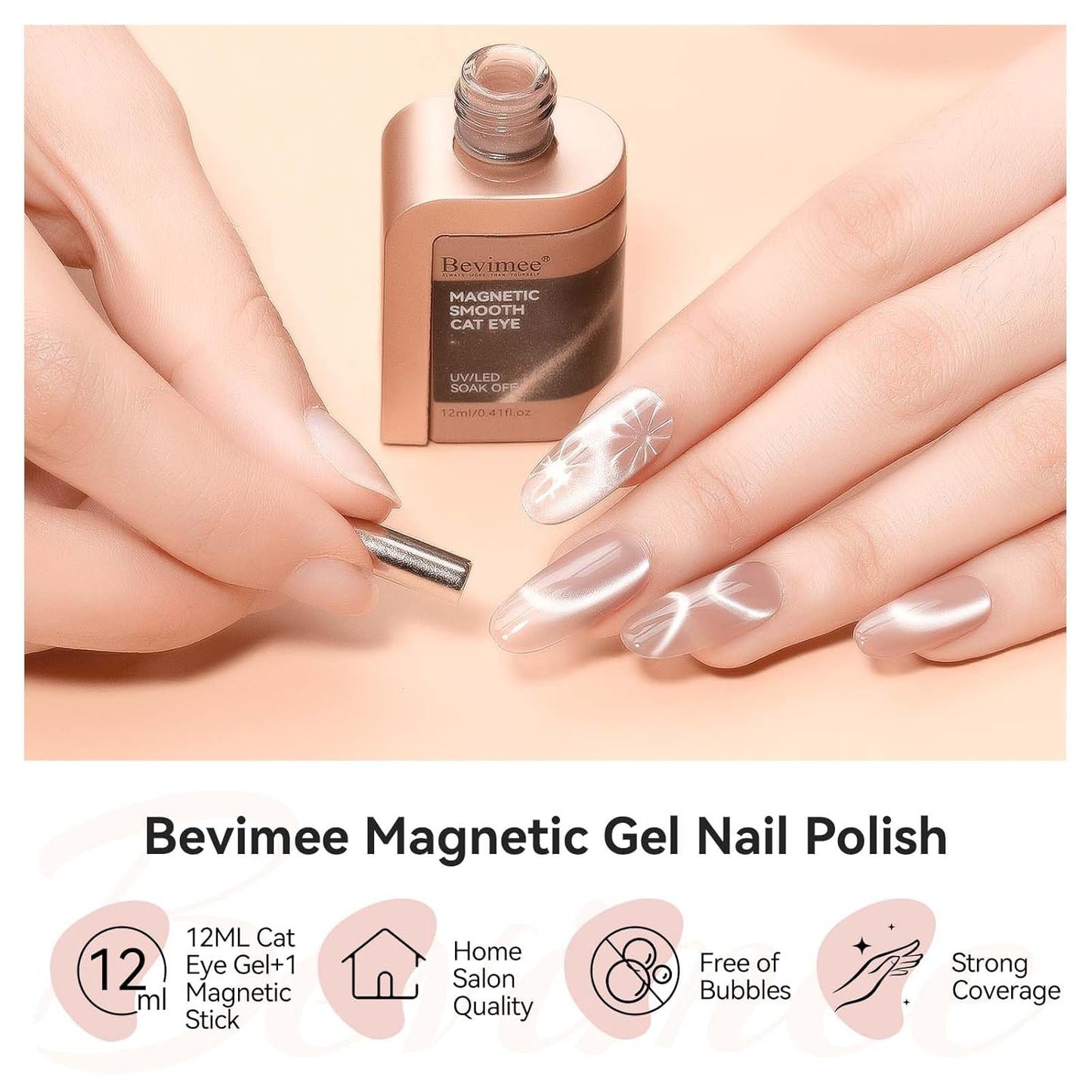 Nude Magnetic Cat Eye Gel Nail Polish Set with Magnetic Stick and Nail Lamp, 12ML-Velvo Beauty