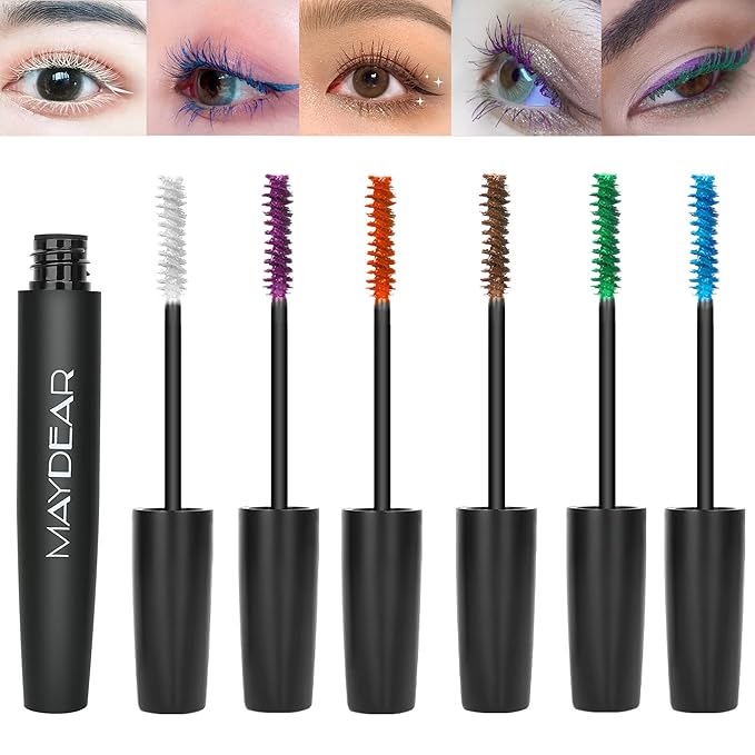 Maydear Waterproof Colored Mascara Set – Long-Lasting, Cruelty-Free, Vegan Eye Makeup for Women (6 Colors)-Velvo Beauty