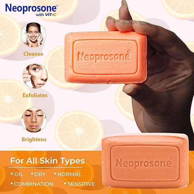 Neoprosone Skin Brightening Soap, 2.82 oz / 80 g, Hyperpigmentation Soap, Cleansing Bar, Fade Dark Spots on Knees, Elbows, Face, Private Areas, with Vitamin C and Castor Oil-Velvo Beauty